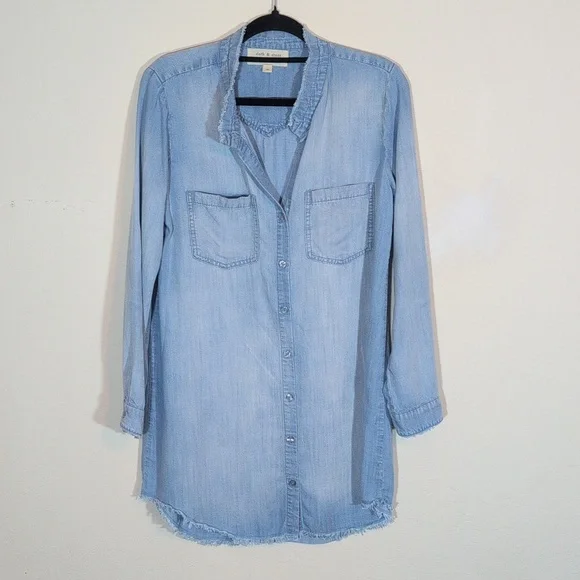 Cloth & Stone Light Blue Denim Shirt Dress - Picture 3 of 10